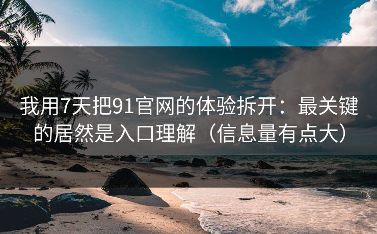 我用7天把91官网的体验拆开：最关键的居然是入口理解（信息量有点大）